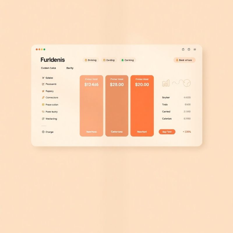 Dashboard minimal de prețuri cu accente teracotă pe fundal crem
